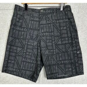Crazy Shirts Ink Expedition Shorts Mens 34 9" Grey‎ Hybrid Tapa Print Cargo